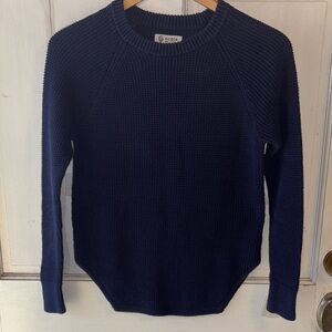 Women's Navy Crewneck Textured Knit Sweater